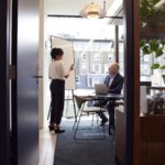 woman giving a presentation