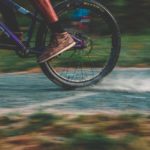 photo of purple mountain bike drifting